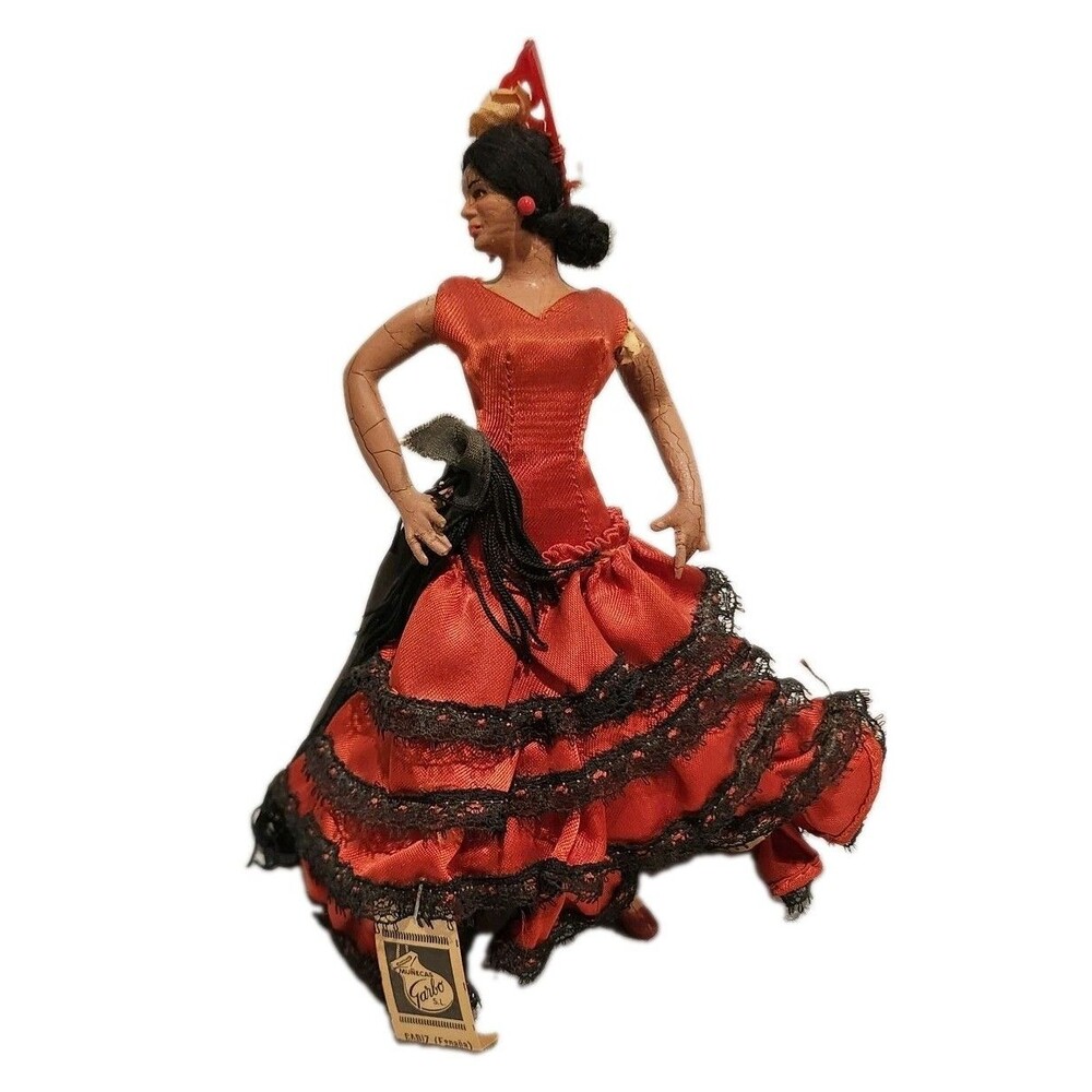 Vintage Muñecas Garbo S.L. Spain Flamenco Dancer Doll Cádiz Original Tag 7.5"